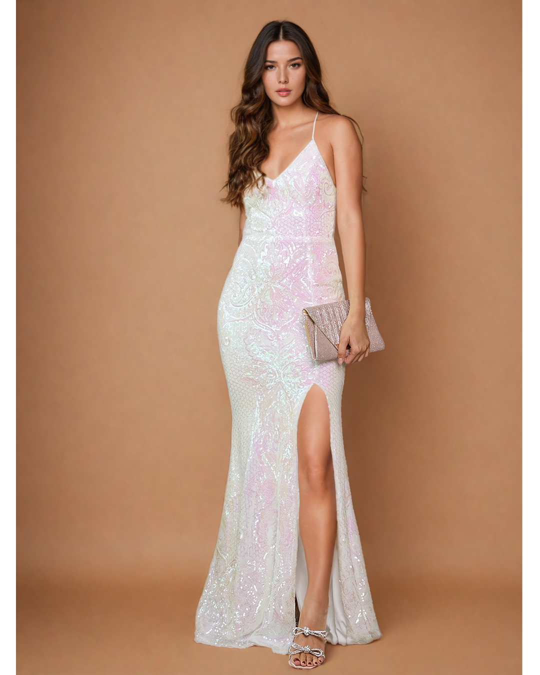 Kayla Iridescent Sequin Maxi Dress AHZURI