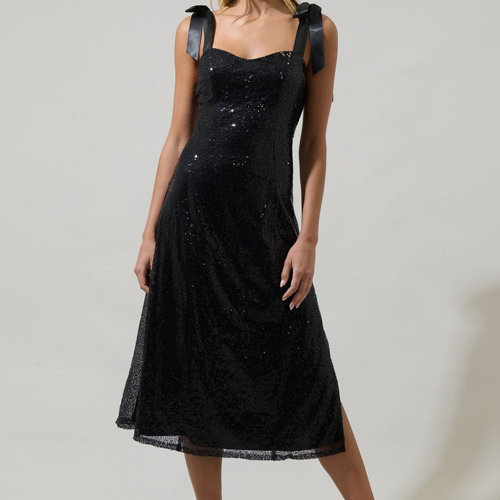 
                      
                        Adelisa Sequin Tie Strap Midi Dress
                      
                    