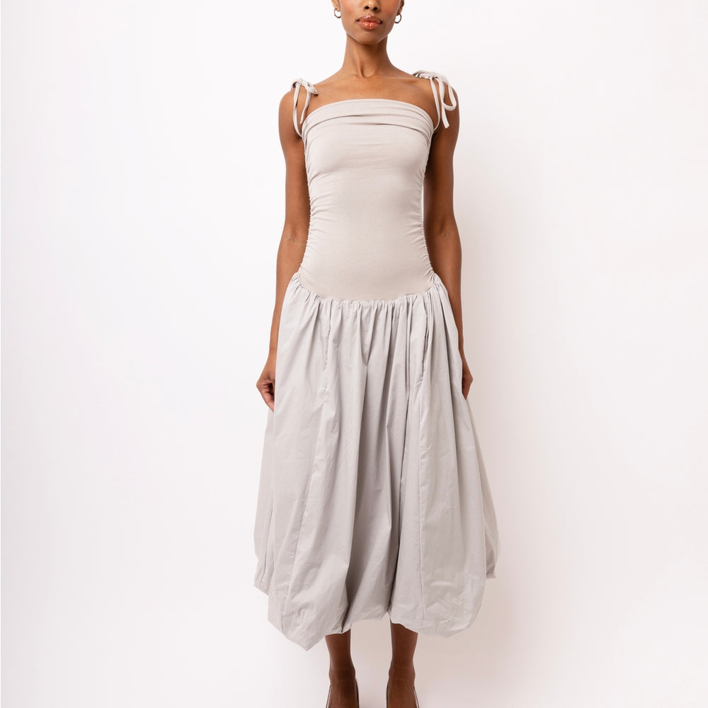 Alexa Light Grey Puffball Dress