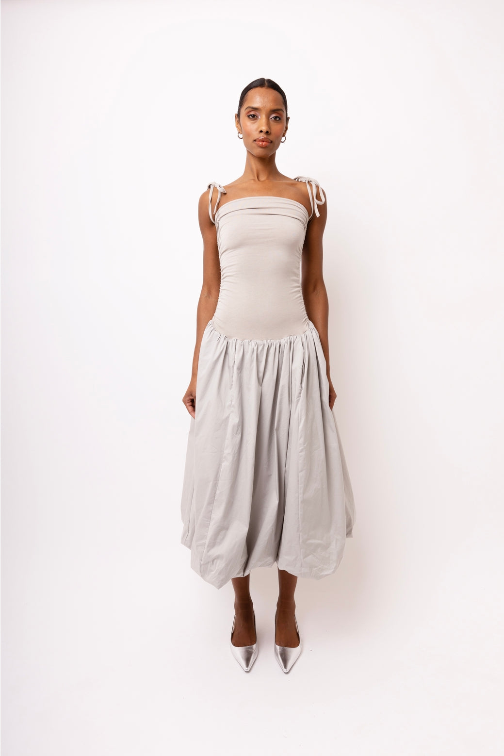 Alexa Light Grey Puffball Dress