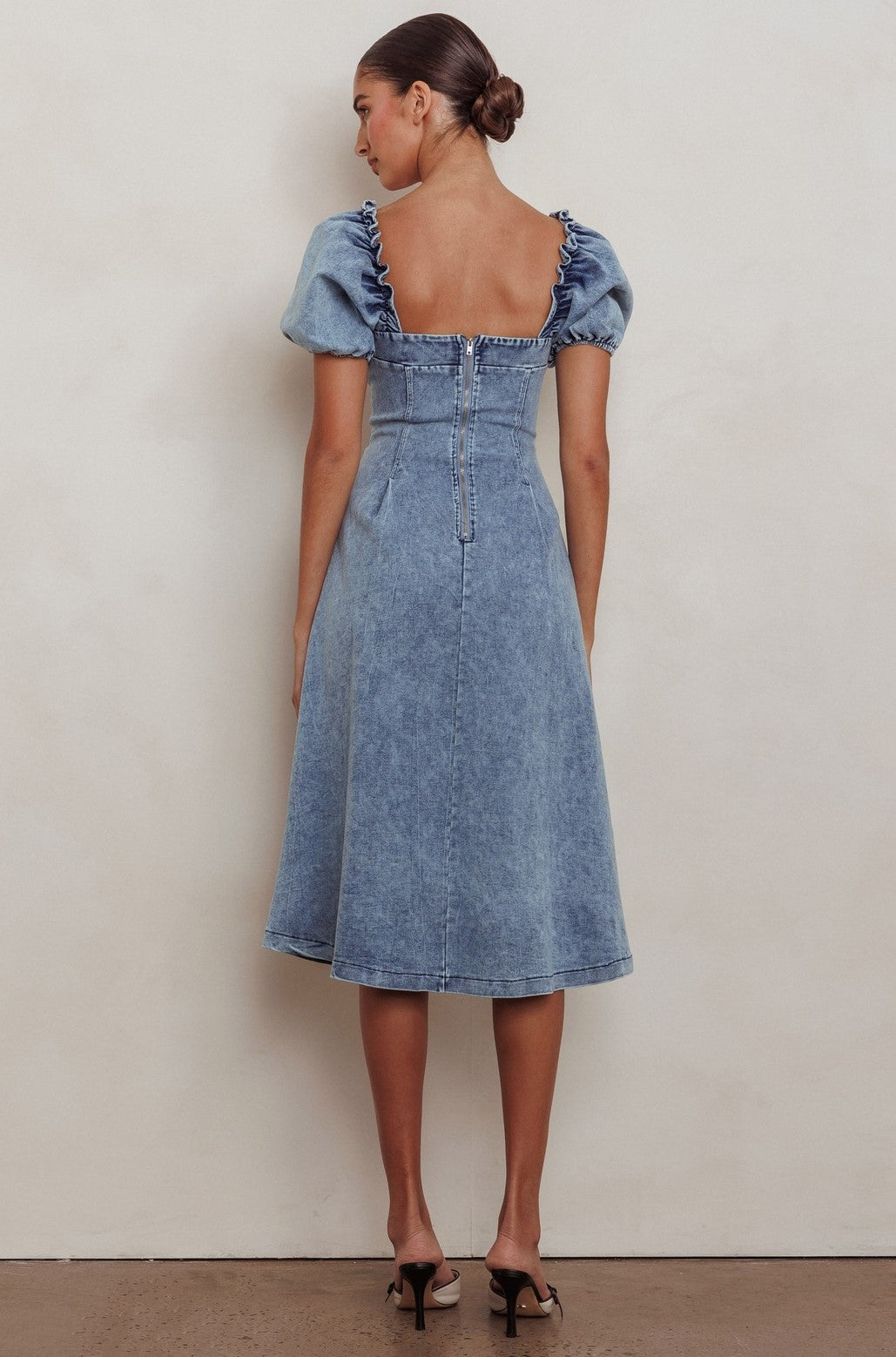 Alicia Puff Sleeve Denim Dress