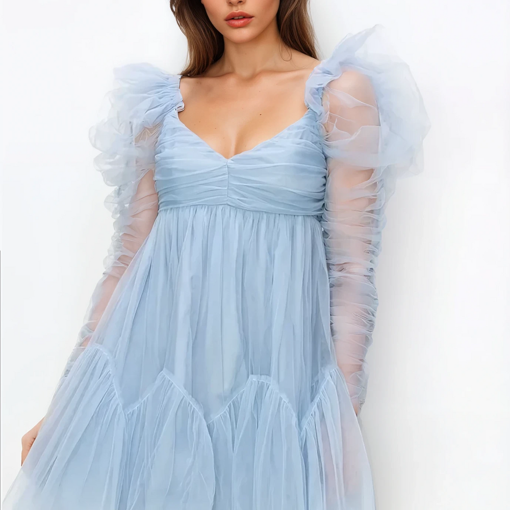 Arabela Tulle Ruched Mini Dress