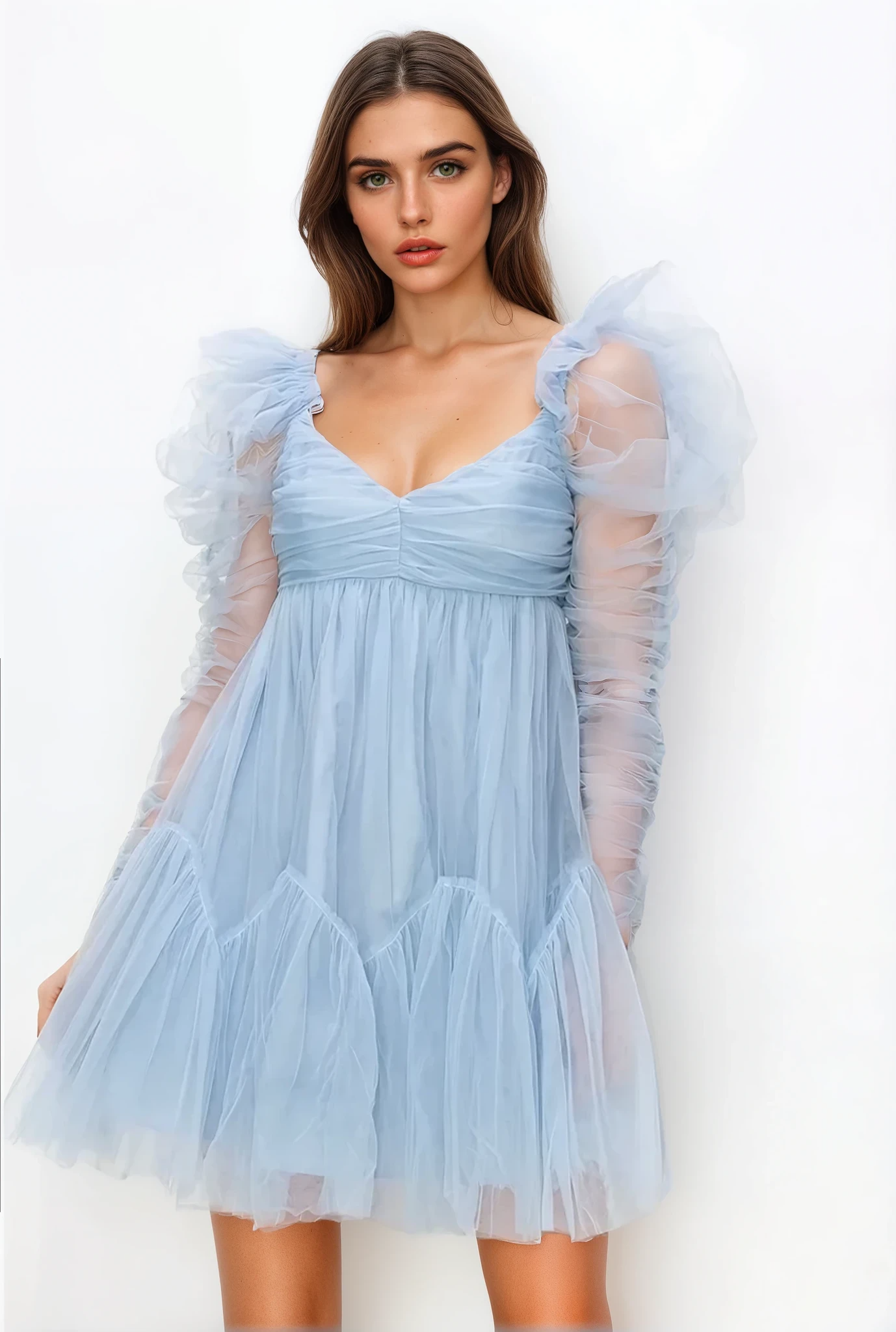 Arabela Tulle Ruched Mini Dress