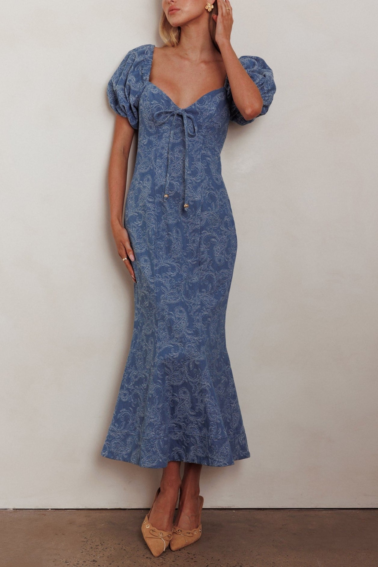 Chantal Puff Sleeve Denim Dress