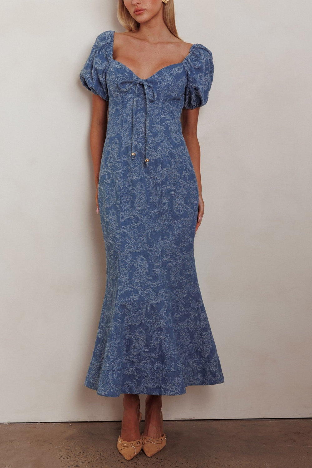 Chantal Puff Sleeve Denim Dress