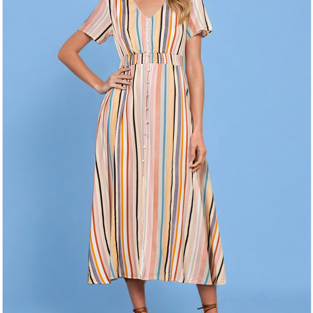 
                      
                        Chloe Multi Striped V-Neck Maxi Dress
                      
                    