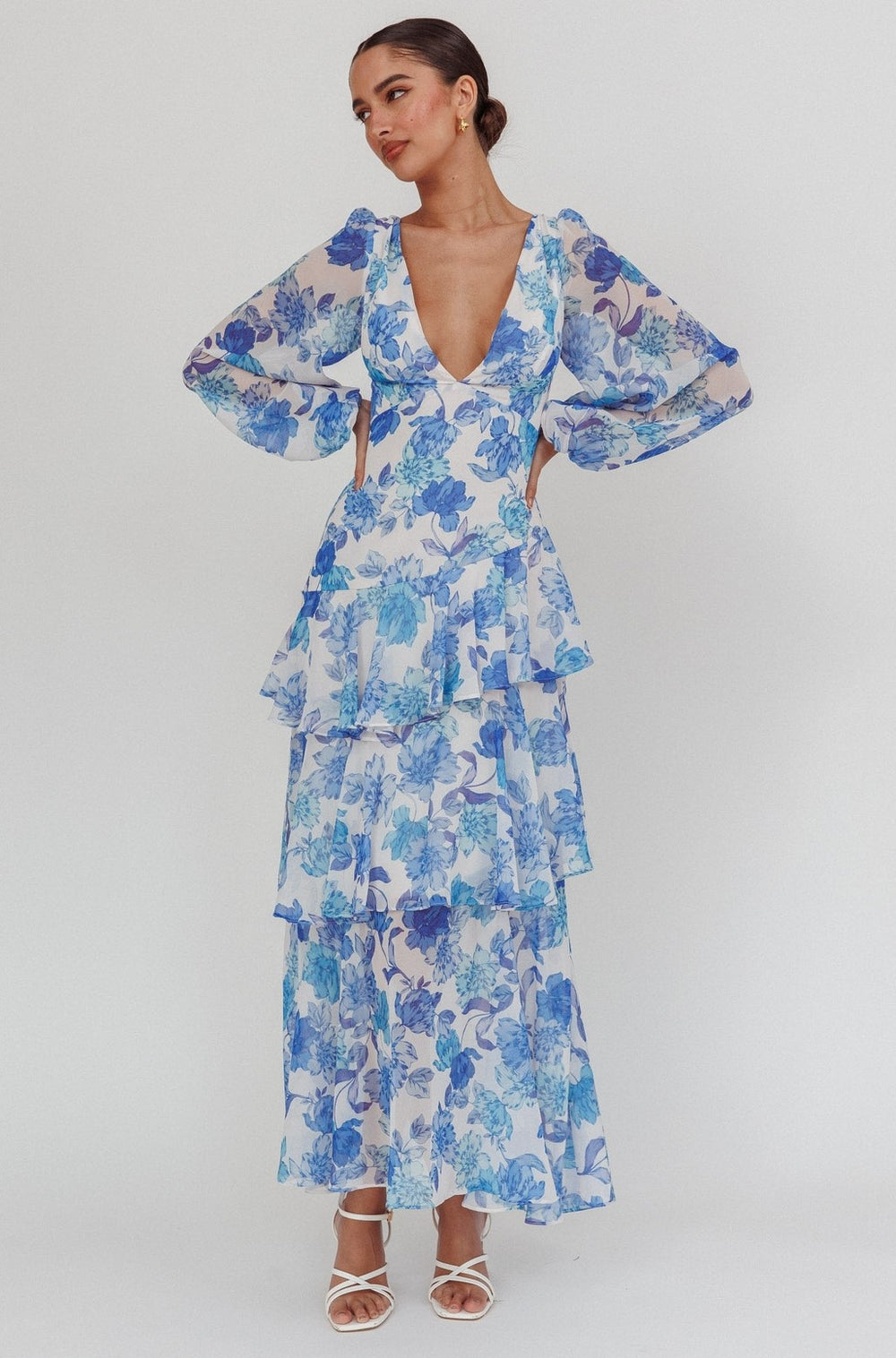 Eden Long Sleeve Floral Tiered Maxi Dress