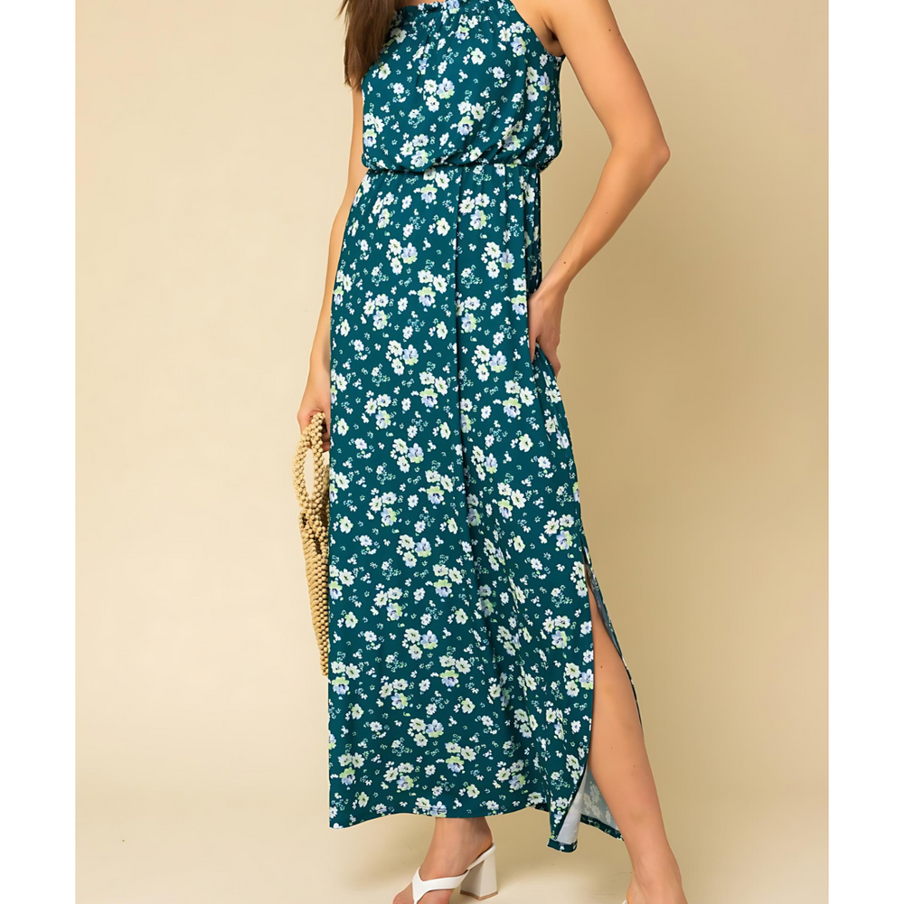 
                      
                        Emerald Bloom Maxi Dress with Side Slit
                      
                    