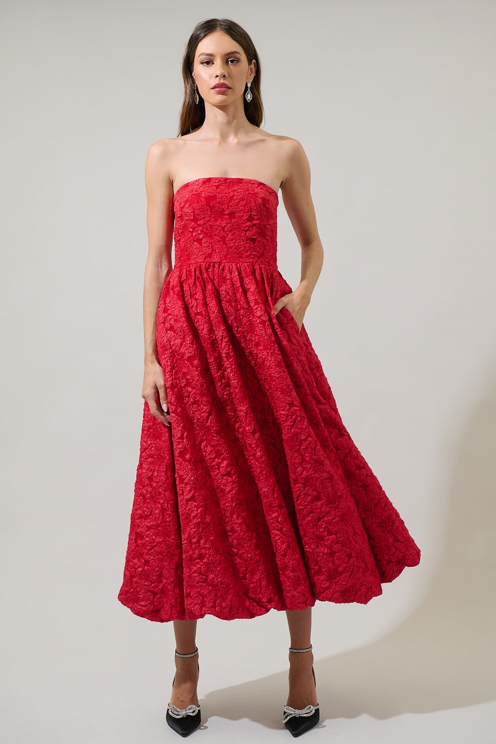 Francesca Jacquard Strapless Maxi Dress