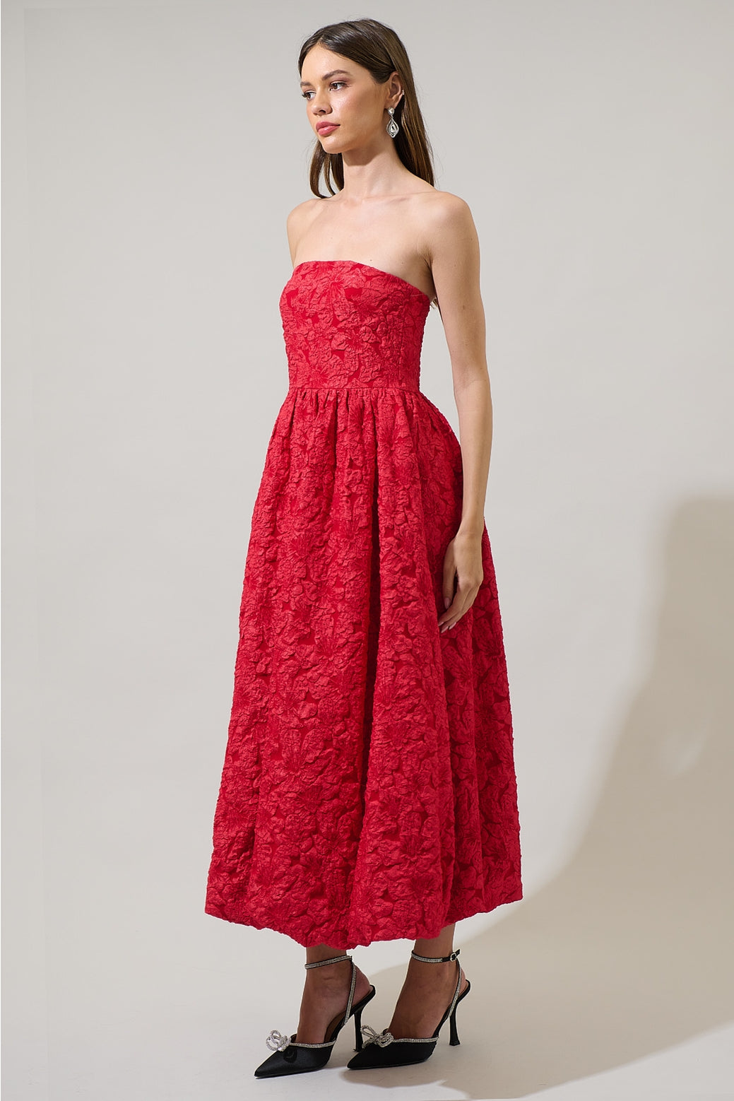 Francesca Jacquard Strapless Maxi Dress