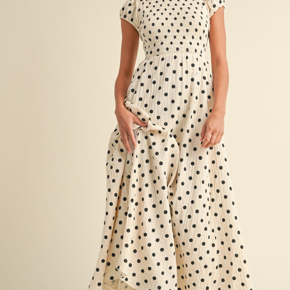 Frankie Polka Dot Smocked Maxi Dress