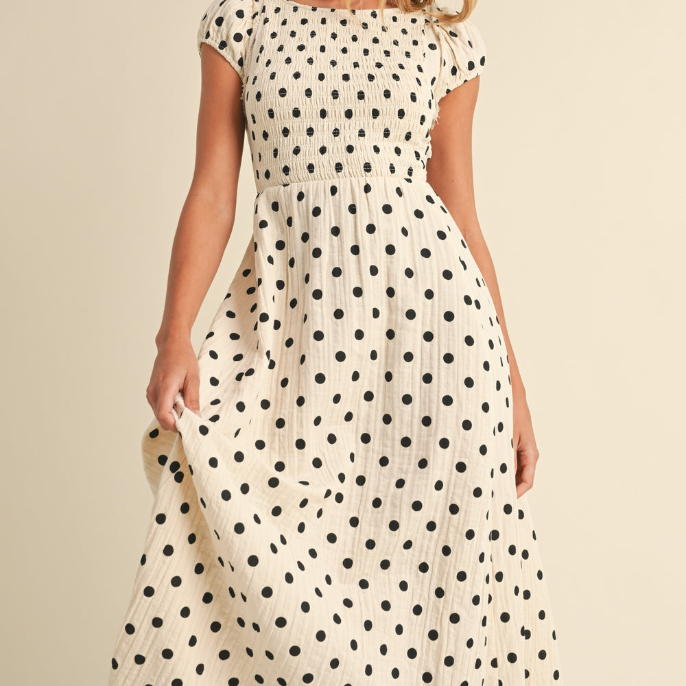 
                      
                        Frankie Polka Dot Smocked Maxi Dress
                      
                    