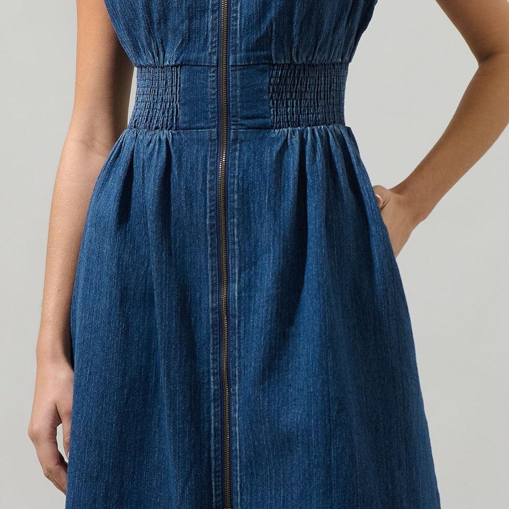 
                      
                        Gabriella Denim Lula Sleeveless Smocked Midi Dress
                      
                    