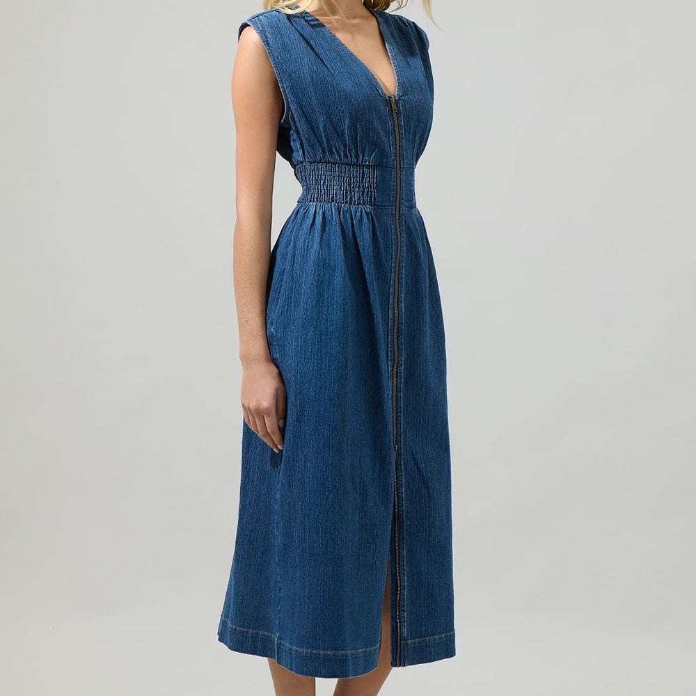 
                      
                        Gabriella Denim Lula Sleeveless Smocked Midi Dress
                      
                    