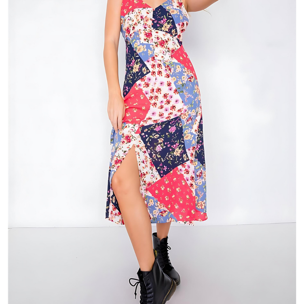 Floral Patchwork Midi Dress