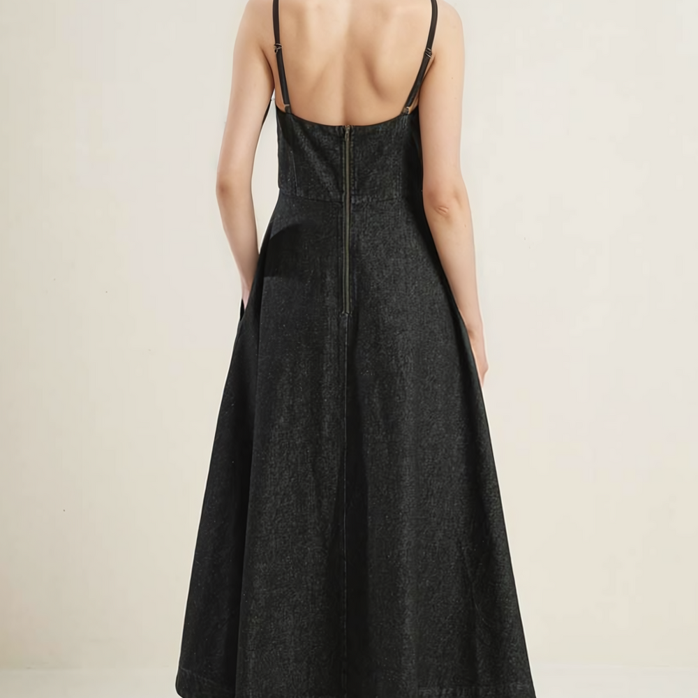 
                      
                        Giselle Black Denim Midi Dress
                      
                    