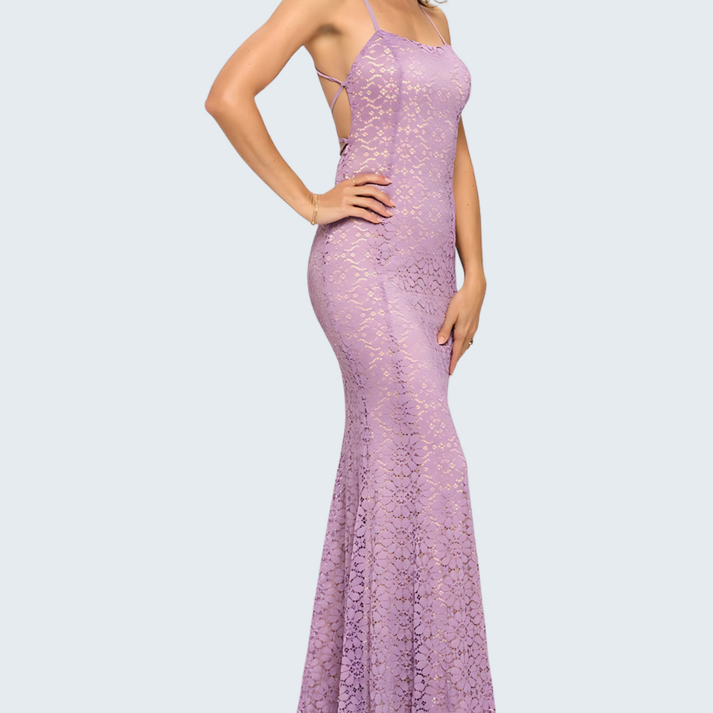 
                      
                        Intricate Lace Mermaid Gown with Open Back Detail - Lavender
                      
                    
