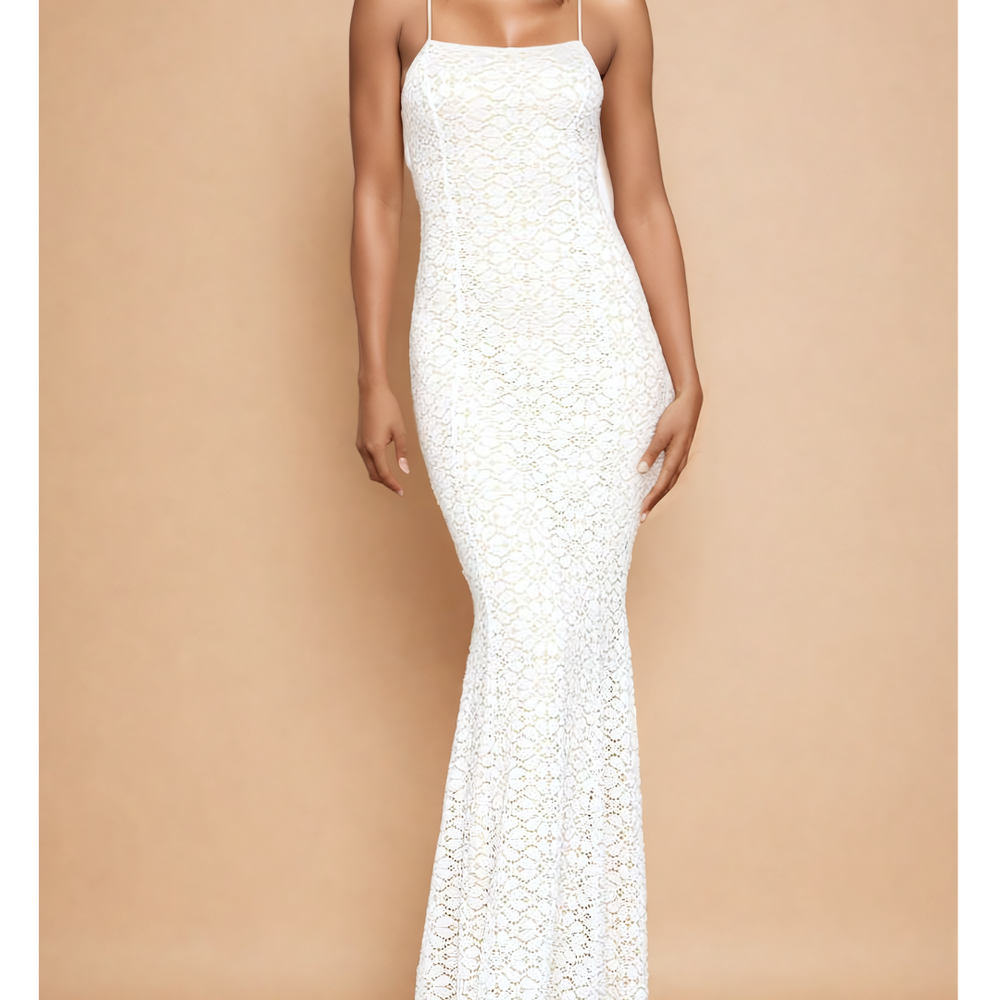 
                      
                        Intricate Lace Mermaid Gown with Open Back Detail
                      
                    