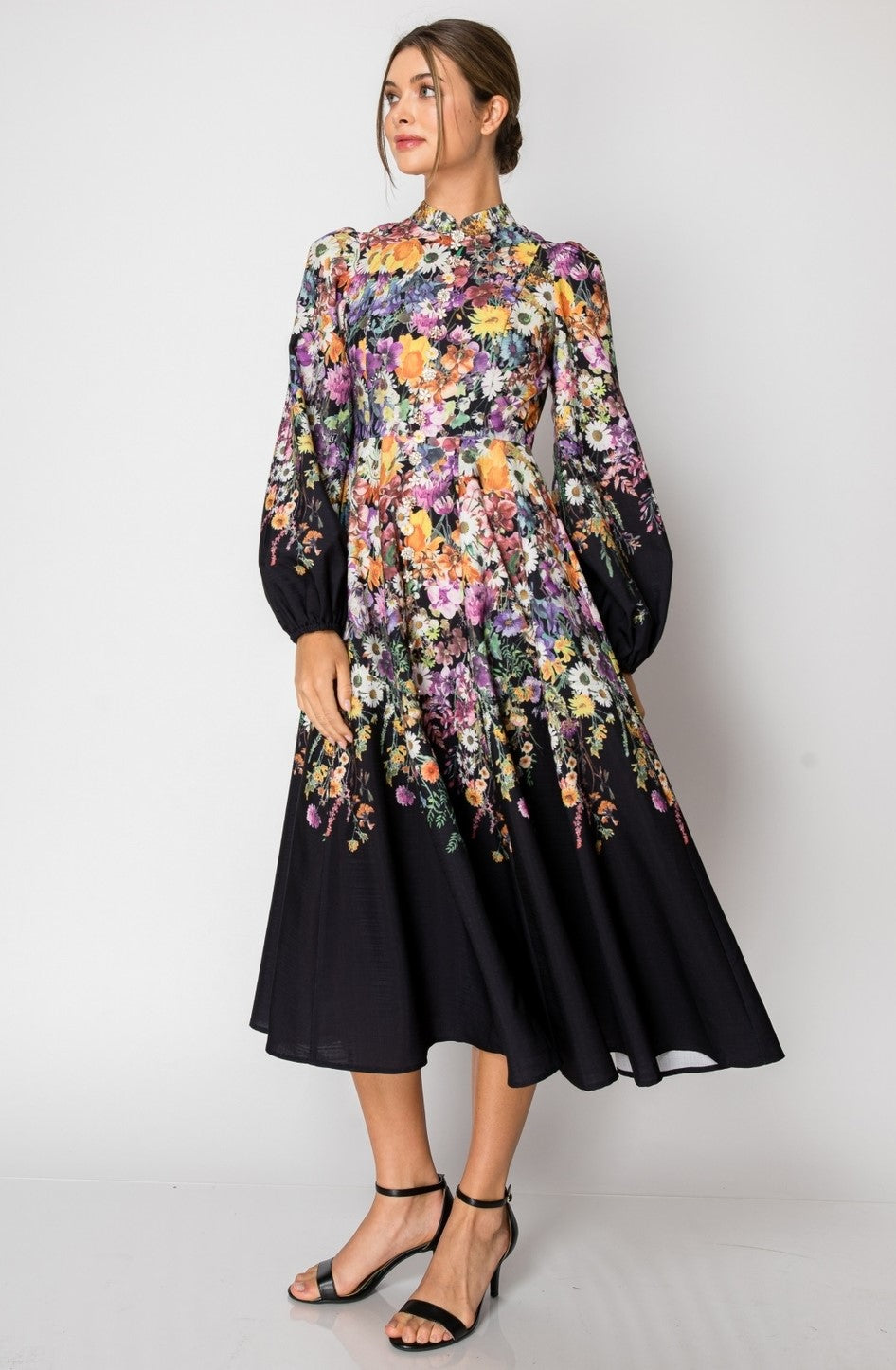 Ira Floral Illustration Midi Dress