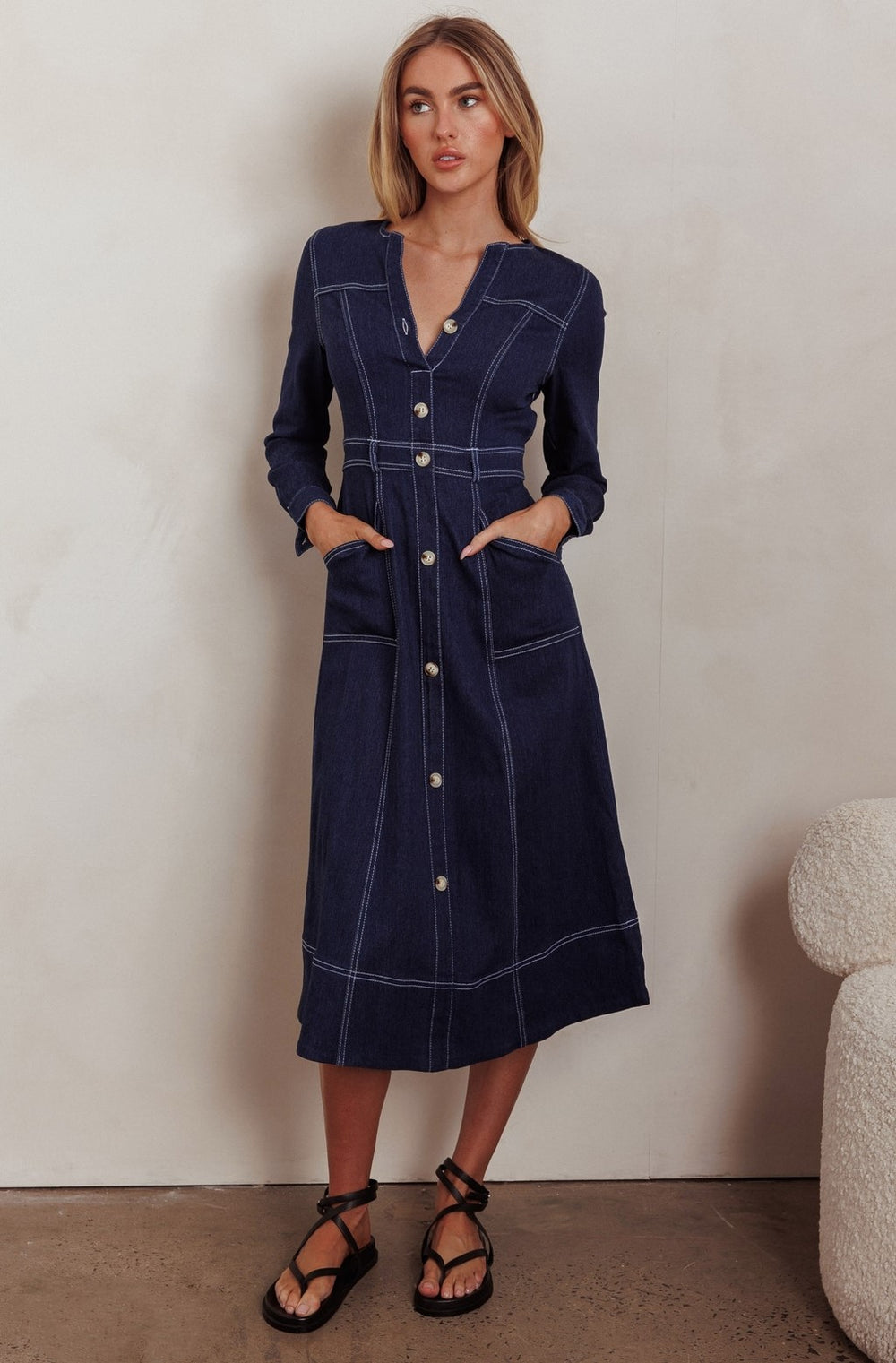 Jade Long Sleeve Denim Dress