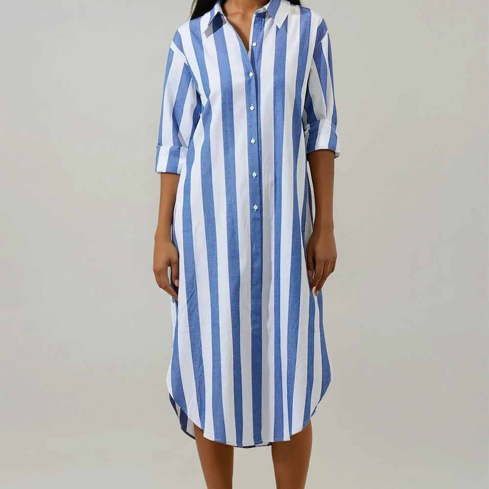 
                      
                        Karina Striped Shirt Midi Dress
                      
                    