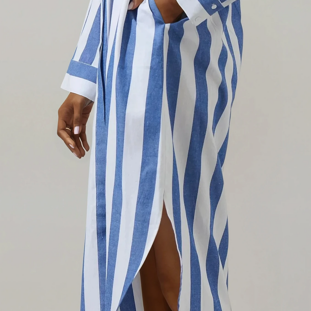 
                      
                        Karina Striped Shirt Midi Dress
                      
                    