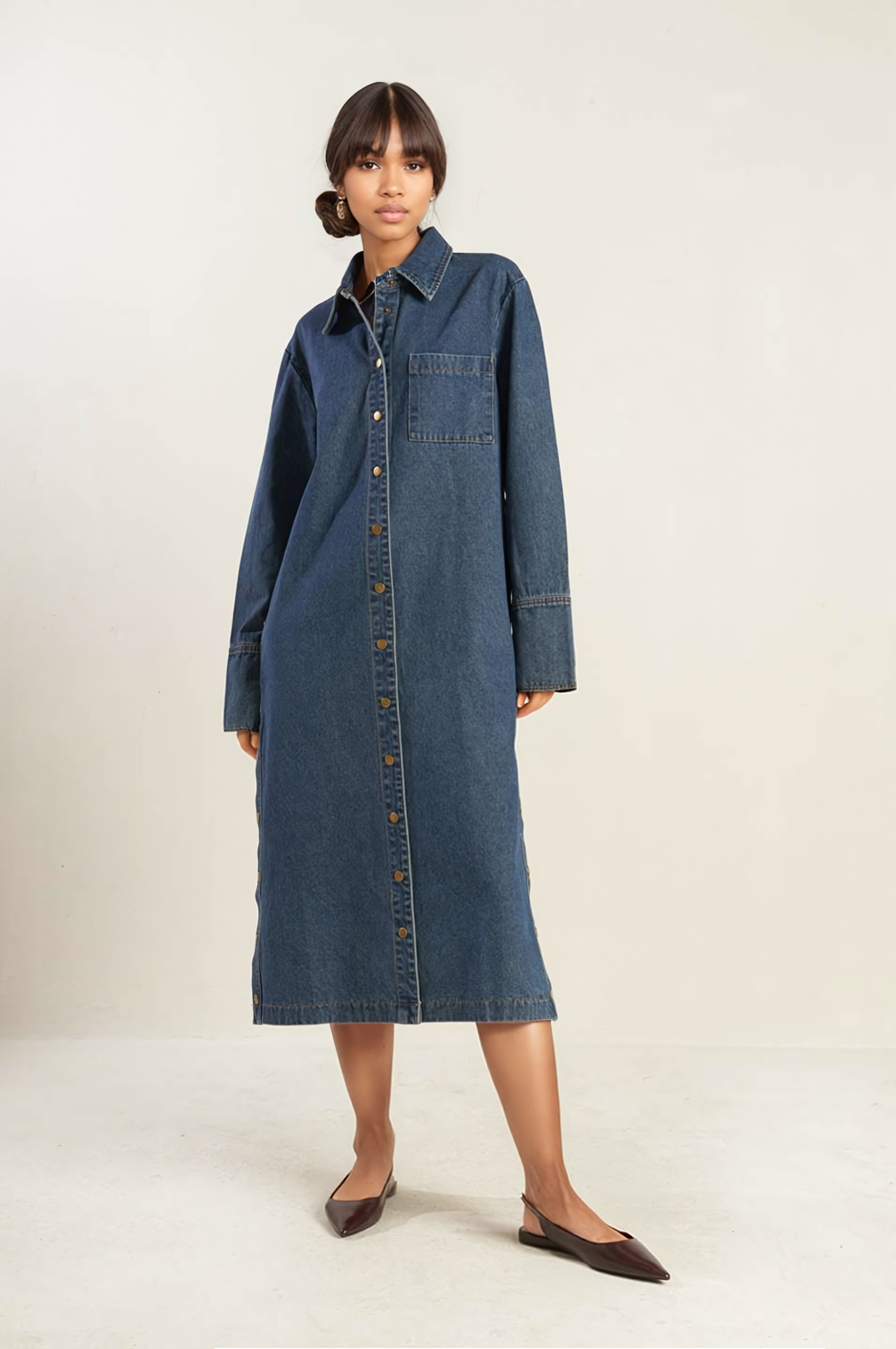 Kelsie Belted Denim Shirtdress