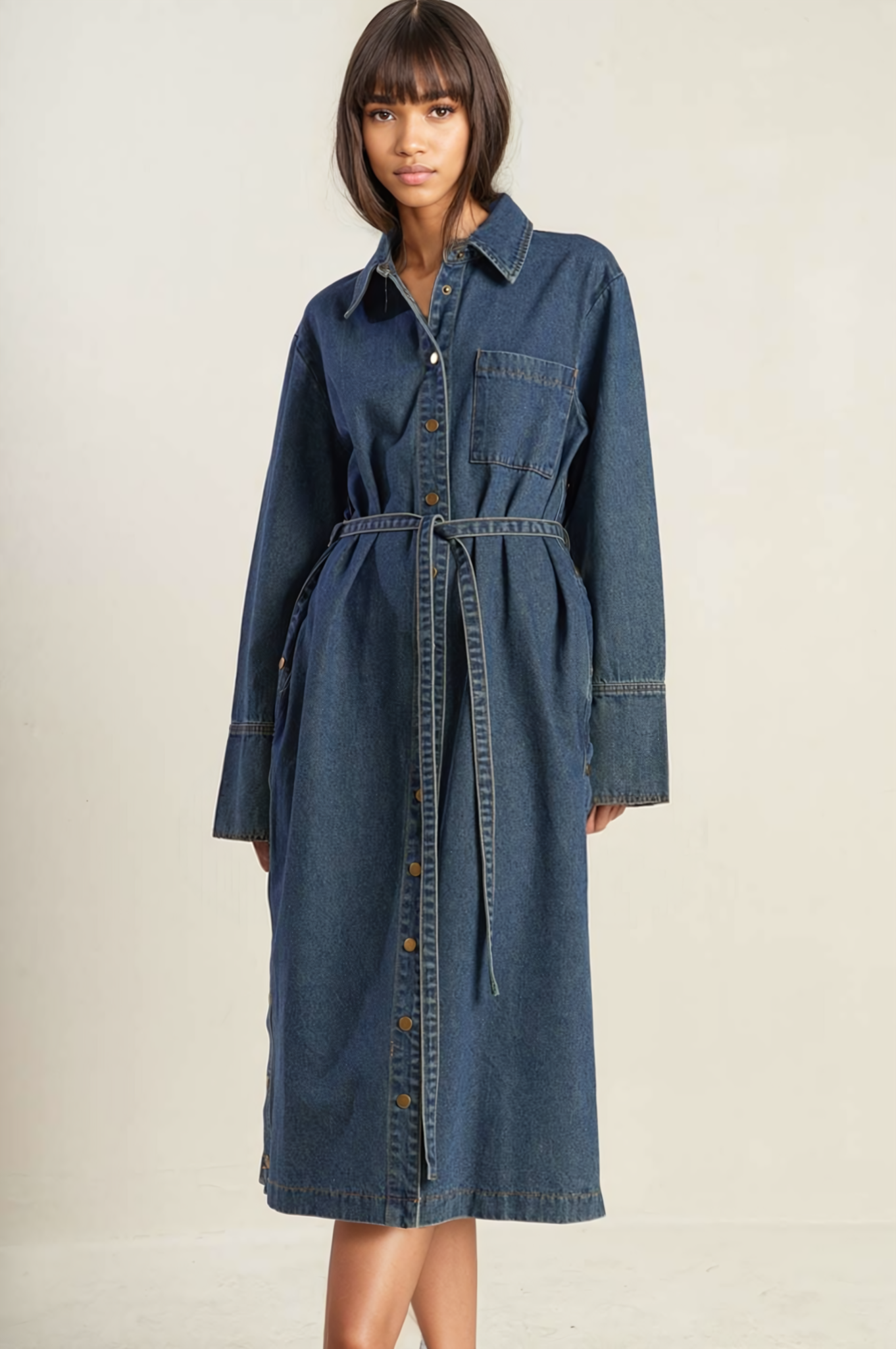 Kelsie Belted Denim Shirtdress