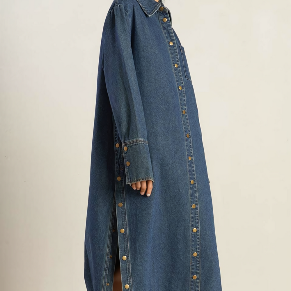 
                      
                        belted denim midi shirtdress
                      
                    