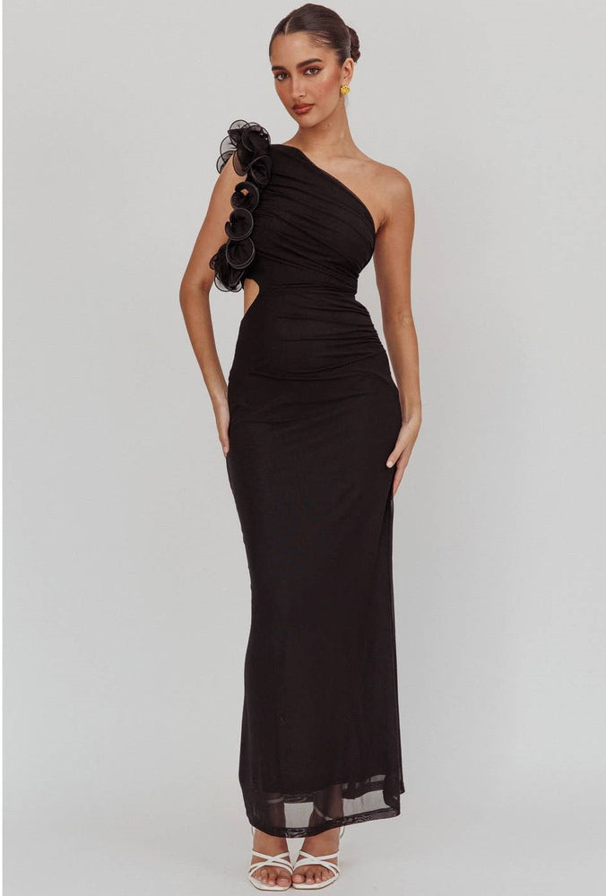 Leona One Shoulder Ruffle Detail Maxi Dress