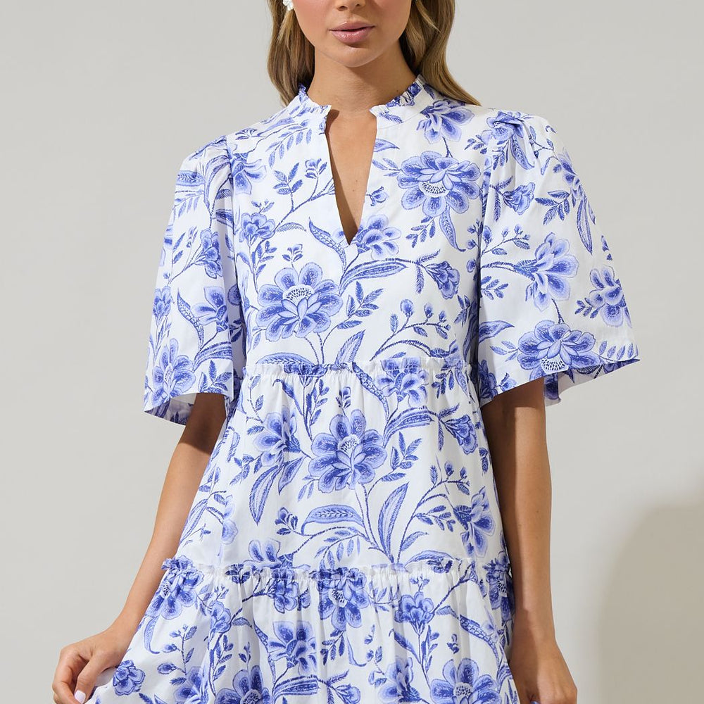 Maeve Floral Dixie Split Neck Shift Dress