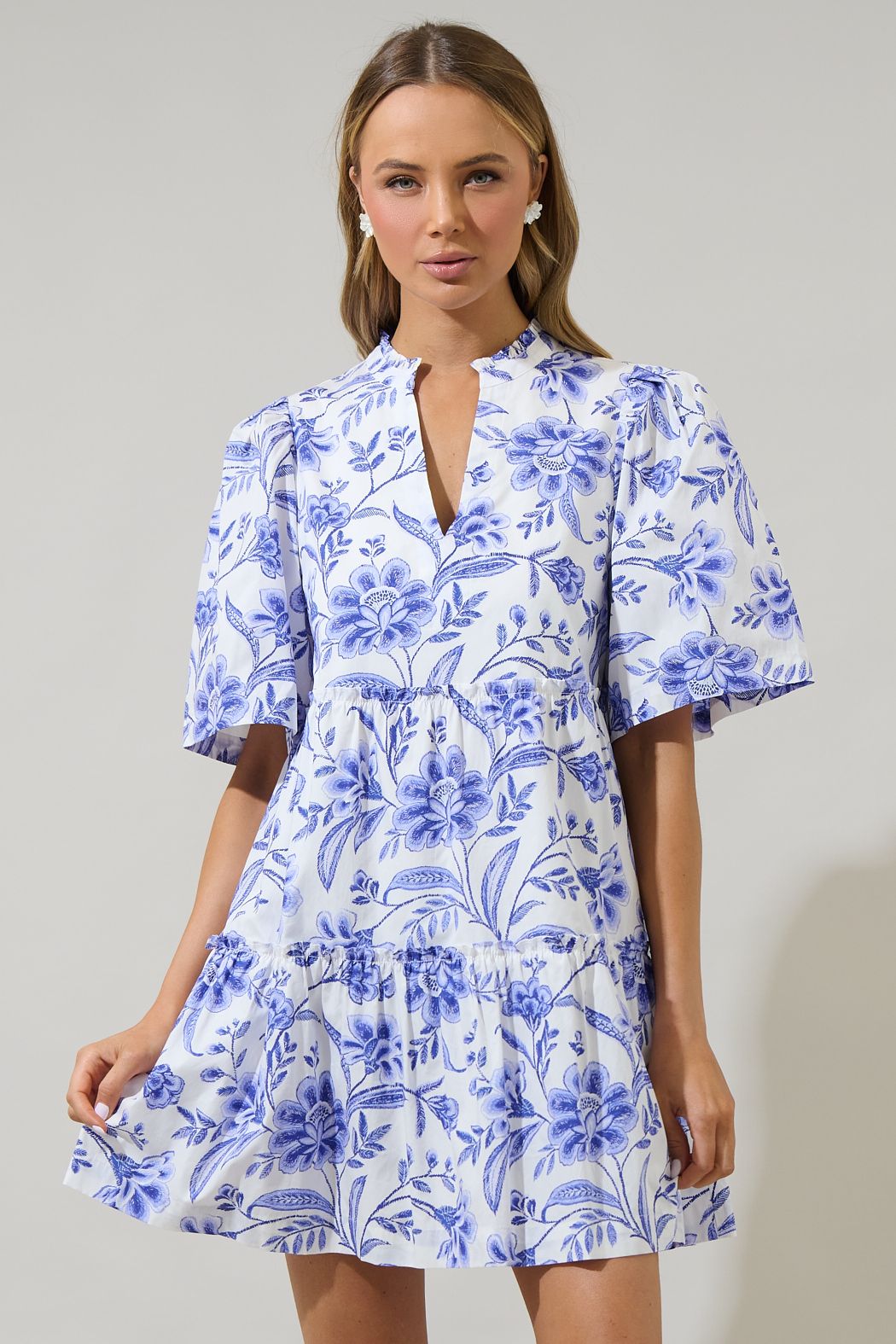 Maeve Floral Dixie Split Neck Shift Dress