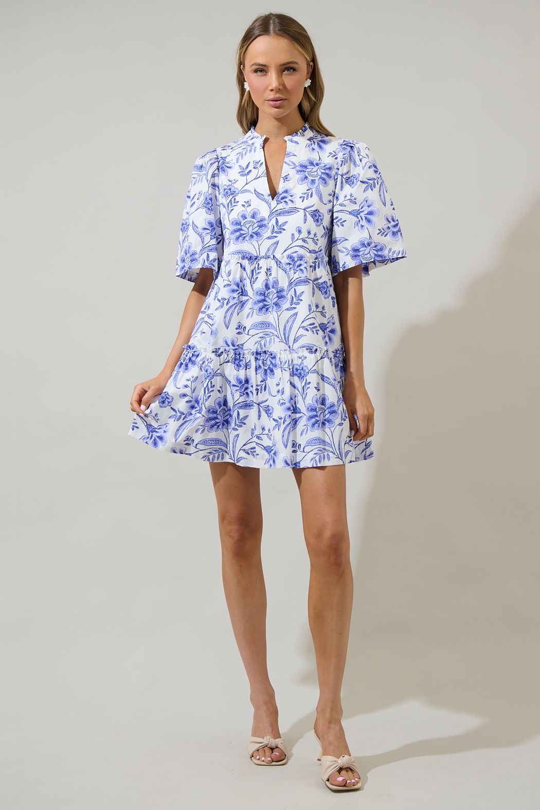 Maeve Floral Dixie Split Neck Shift Dress