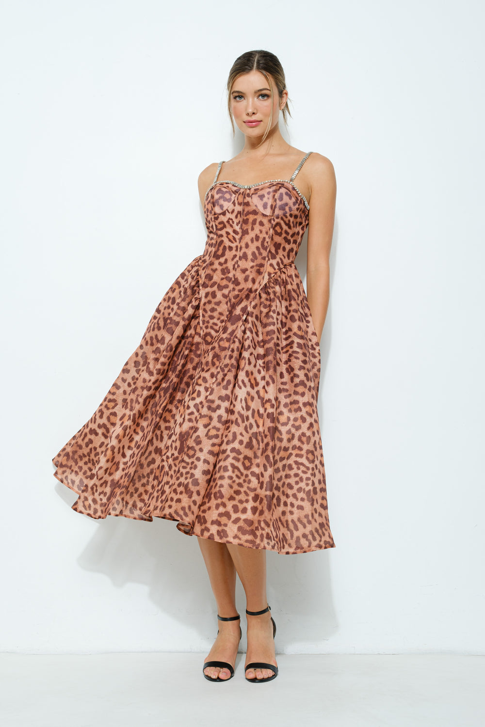 Penelope Leopard Print Midi Dress