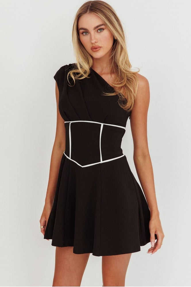 
                      
                        Porcia One-Shoulder Contrast Mini Dress
                      
                    