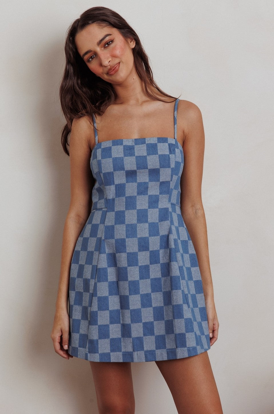 Sadie Checkered Denim Dress