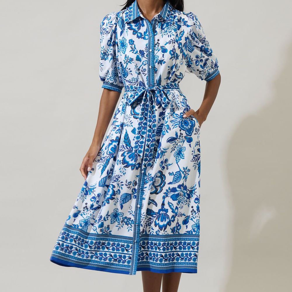 Salema Floral Vienna Midi Shirt Dress