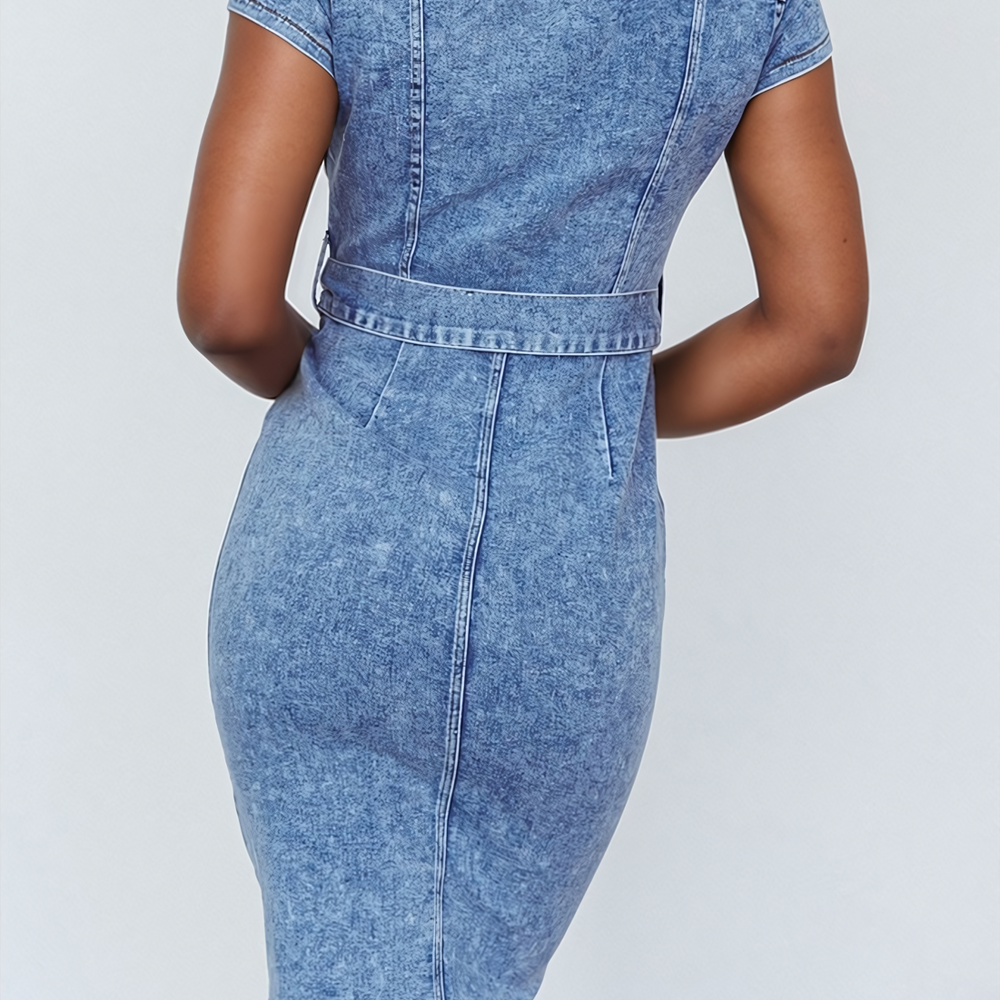 
                      
                        Stella Belted Denim Midi Dress
                      
                    