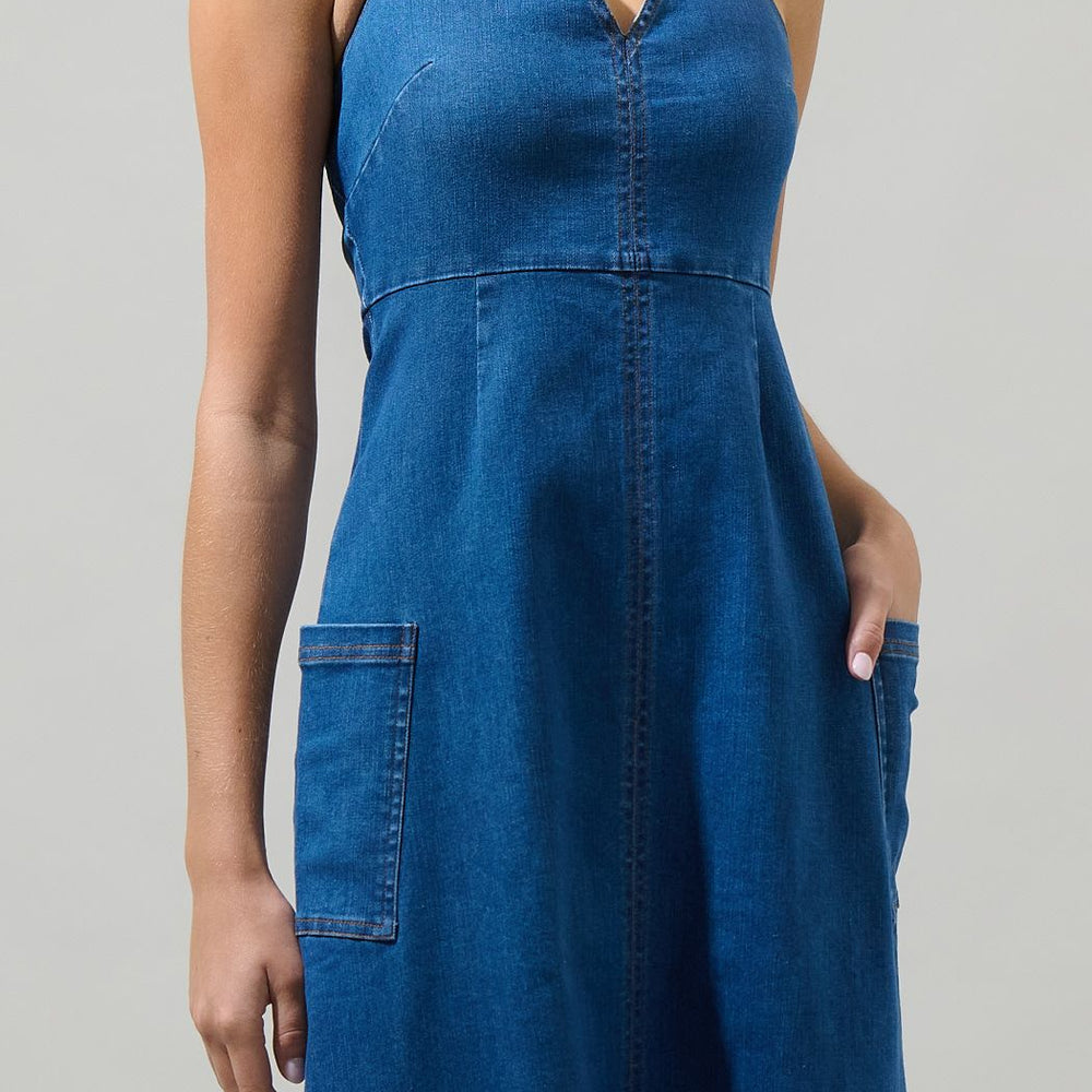 Sulema Halter Denim Dress