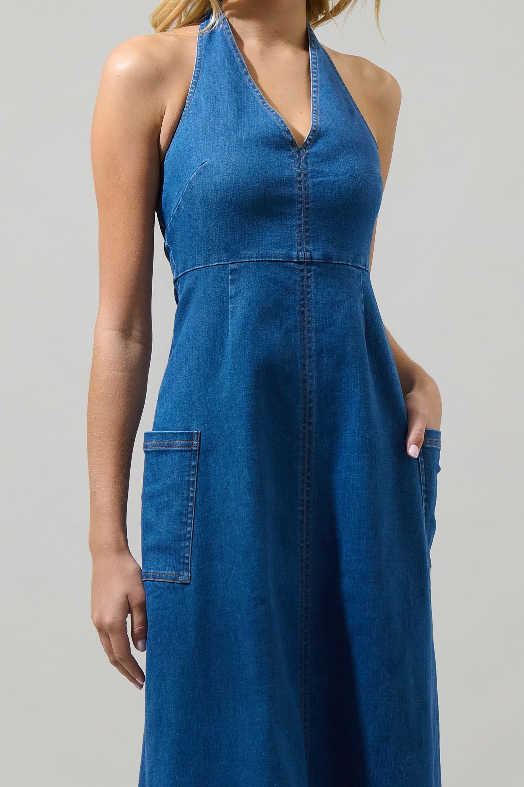 Sulema Halter Denim Dress