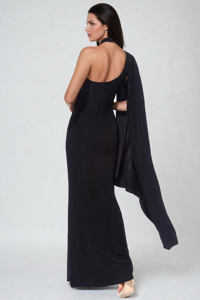 Tahlia One Shoulder Cape Sleeve Maxi Dress