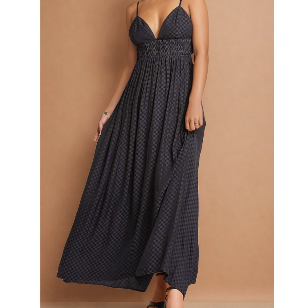 Tiffani Midnight Checkered Maxi Dress