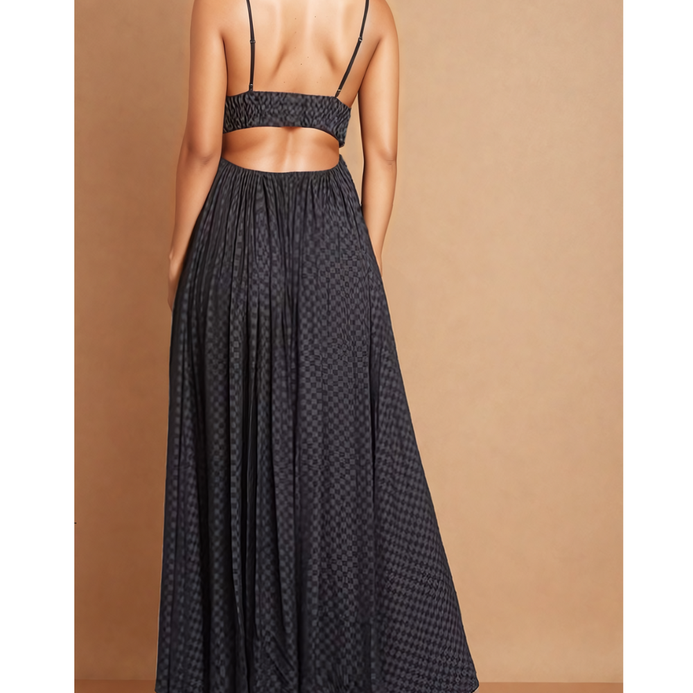 
                      
                        Tiffani Midnight Checkered Maxi Dress
                      
                    