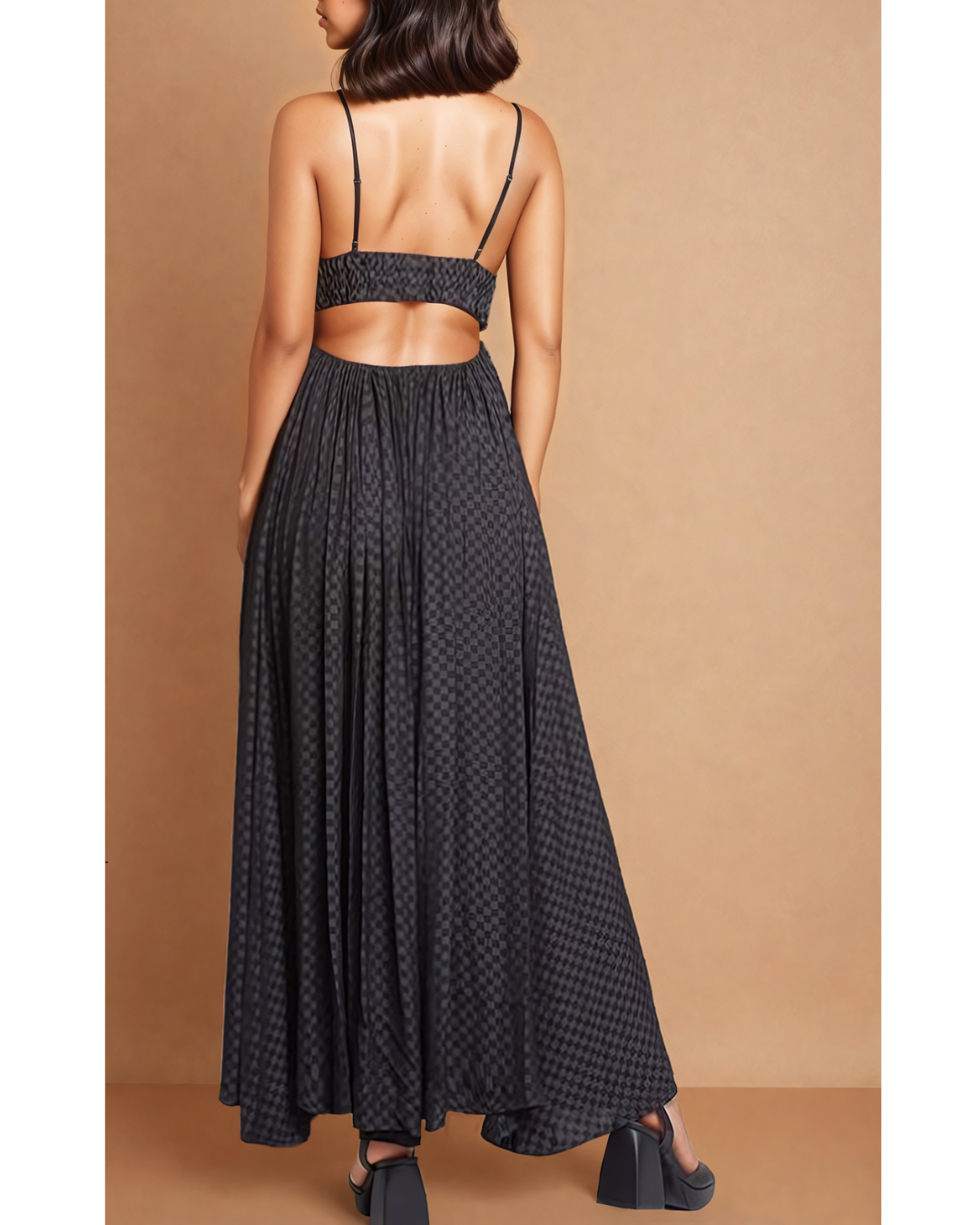 Tiffani Midnight Checkered Maxi Dress