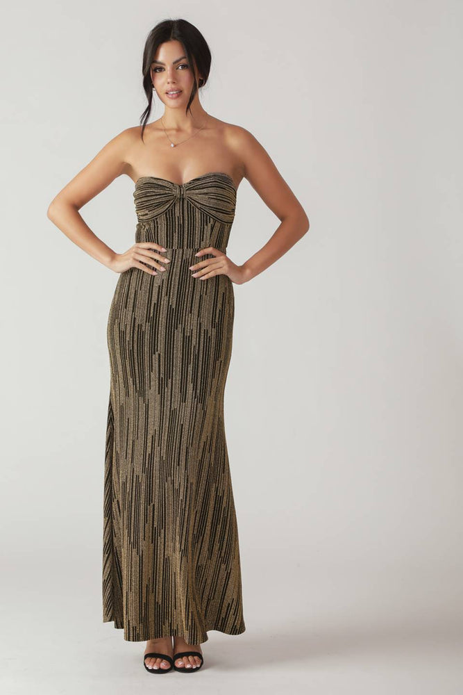 
                      
                        Zoa Metallic Black and Gold Maxi Dress
                      
                    