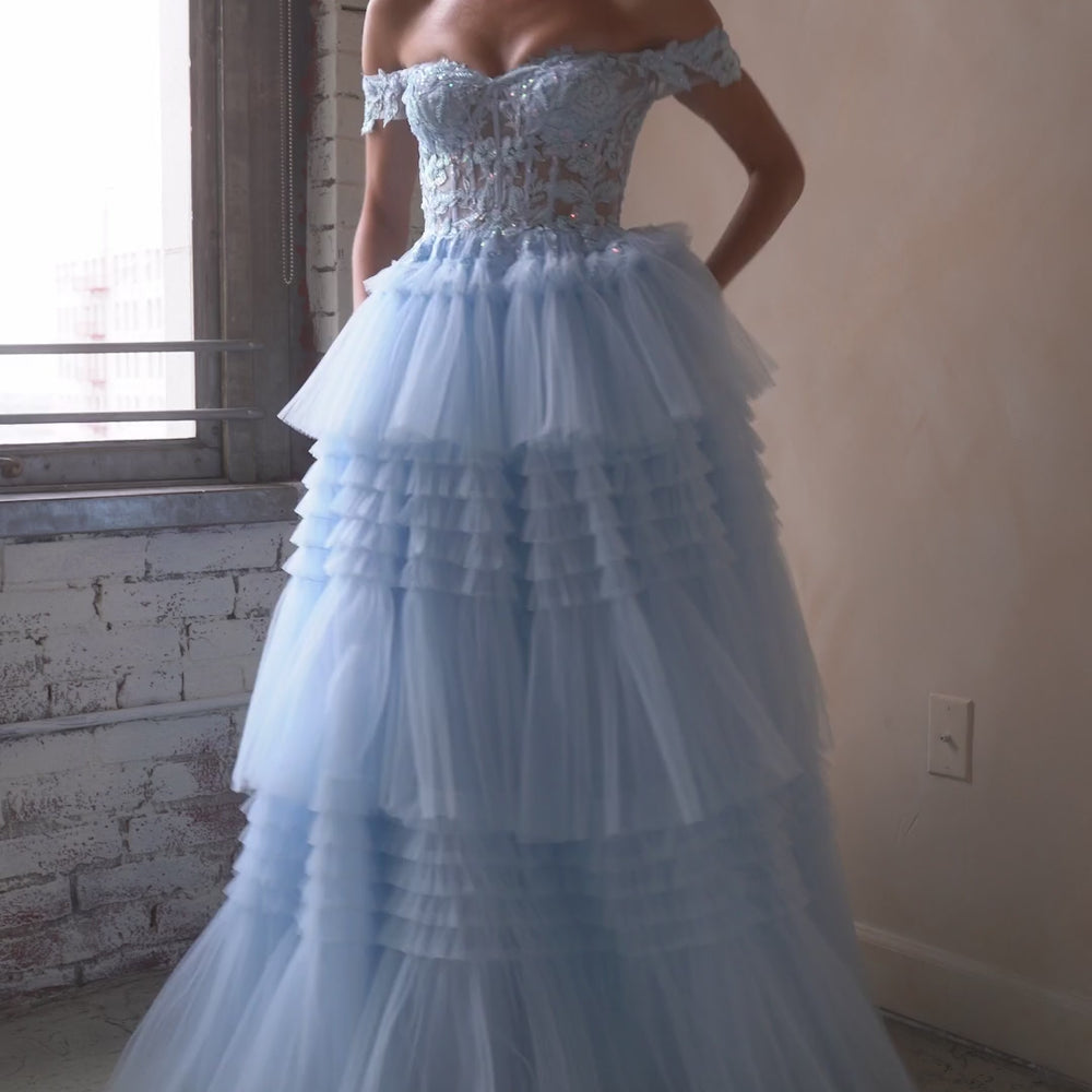 
                      
                        Load and play video in Gallery viewer, Cinderella Pleated Tulle Ball Gown
                      
                    