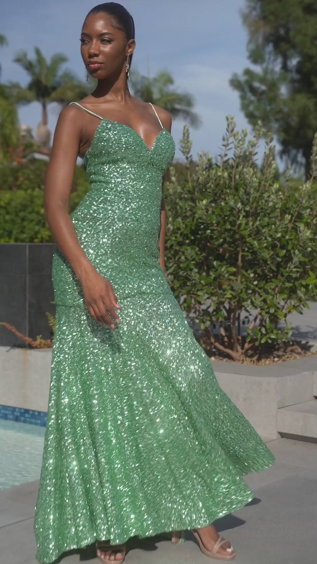 Sascha Fitted Sequin Mermaid Gown AHZURI