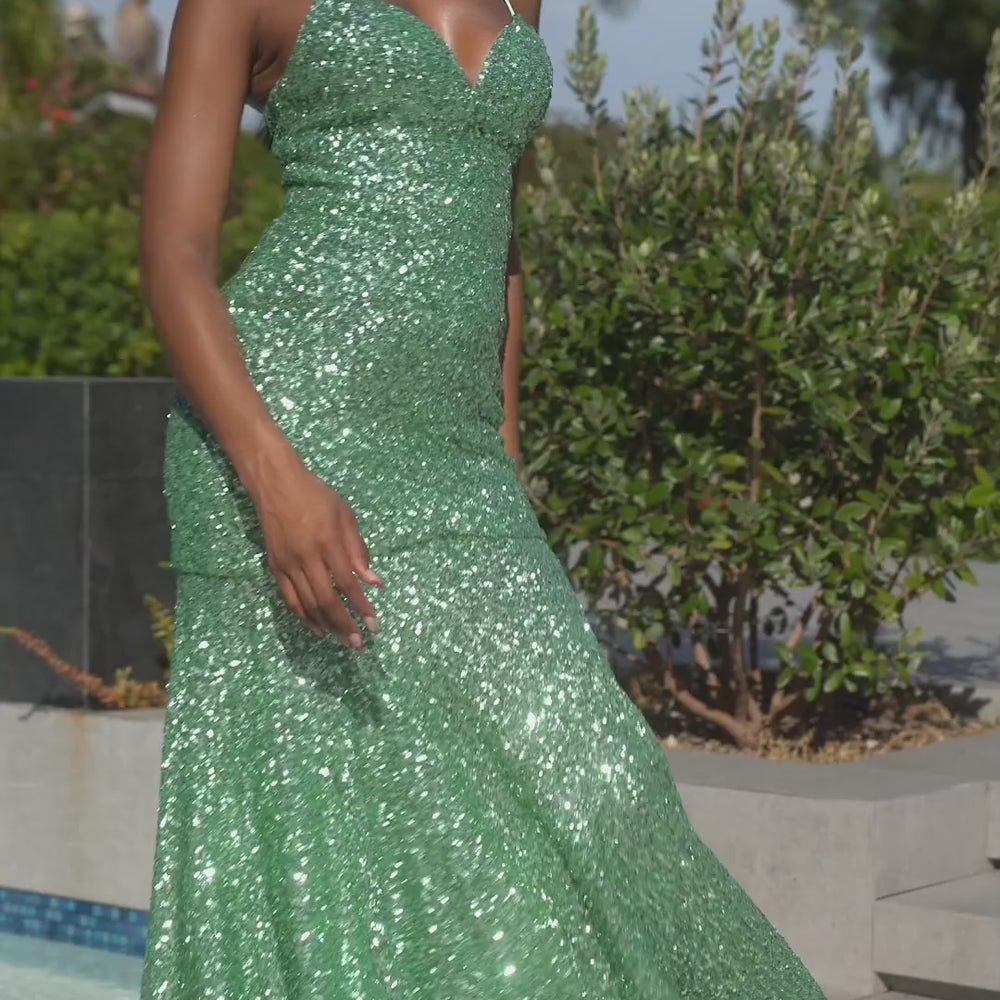 
                      
                        Load and play video in Gallery viewer, Sascha Fitted Sequin Mermaid Gown
                      
                    